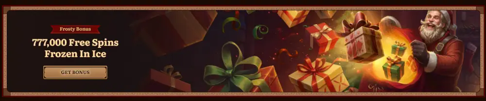Wild Robin Frosty Bonus holiday promotion offering 777,000 free spins